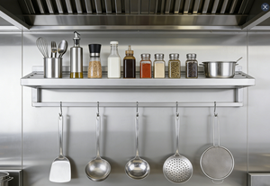 Heavy Duty Aluminum Alloy <b>Wall</b> Hanging <b>Rack</b> with Multi <b>Hooks</b> Kitchen Storage Organizer for Restaurant Canteen - Product Image 5