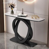 Console murale semi-circulaire en pierre frittée de luxe léger pour entrée, hall d'hôtel, couloir