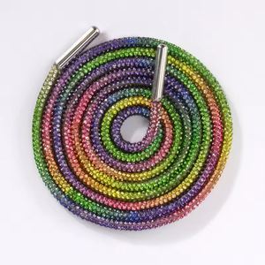 Custom 80cm 100cm 120cm 140cm 160cm 6mm Polyester Colored Shiny Diamond Crystal Bling Rhinestones Shoelaces - Product Image 3