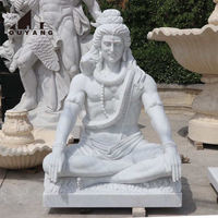 Statue de Lord Shiva assis grandeur nature, sculptée à la main en marbre blanc, sculpture religieuse hindoue pour la décoration de temple