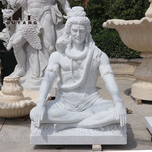 Statue de Lord Shiva assis grandeur nature, sculptée à la main en marbre blanc, sculpture religieuse hindoue pour la décoration de temple - Product Image 3