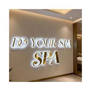 Lettre en métal doré brillant en acier inoxydable découpée au laser, enseigne lumineuse 3D rétroéclairée pour intérieur, enseigne lumineuse personnalisée à LED pour extérieur - Product Image 4