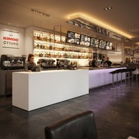 Comptoir de service rectangulaire moderne en surface solide blanche, résistant aux rayures et aux taches, pour restaurants et bars, avec dessin gratuit