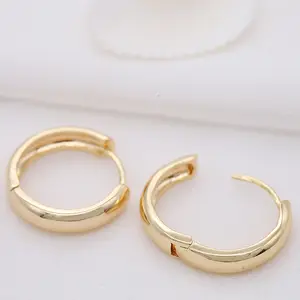 Jewelry Findings Wholesale Simple Design Round Shape 14K Gold Plated Thick Initial Huggie Hoop Earrings