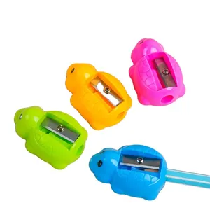 Apontador de lápis para sobrancelha em formato de tartaruga, caneta de plástico colorida para estudantes, material escolar e escritório, atacado personalizado