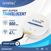 Bloc de zircone IVISTA SHT 47% 900MPa à haute translucidité, technologique, pour la restauration dentaire en clinique et les implants dentaires