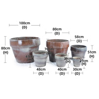 Pot Keramik Gaya Rustic untuk Kedai Kopi, Bernapas, Cocok untuk Dalam & Luar Ruangan, Patio