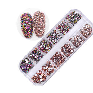 Strass en <span class=keywords><strong>verre</strong></span> à dos <span class=keywords><strong>plat</strong></span>, accessoires pour décoration, bon marché, vente en gros, pour Nail Art - Product Image 4