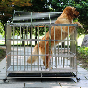 Büyük pet köpek kafesi paslanmaz çelik köpek sandık ağır açık köpek evi kulübesi - Product Image 6