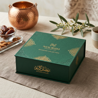 Boîte cadeau bleue de luxe personnalisée avec motif holographique en feuille d'or, logo personnalisé et insert de séparation pour l'emballage de chocolats