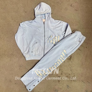 Conjuntos de Sudadera y Pantalones Deportivos de Algodón con Lavado Ácido Personalizado, Traje de Jogging con Parche Bordado, Sudadera con Cremallera y Pantalones Deportivos para Hombre - Product Image 2