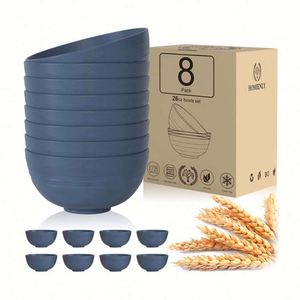 Eco Friendly Biodegradable 8 Pcs <b>Cereal</b> Unbreakable Wheat <b>Straw</b> Dinnerware <b>Bowl</b> Set Noodle Salad Rice Soup <b>Bowls</b> - Product Image 1