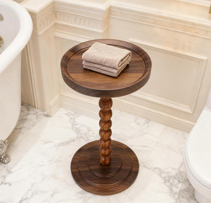 Estante Auxiliar Redondo Pequeño de <span class=keywords><strong>Madera</strong></span> de Nogal de Alta Calidad para Espacios Pequeños, Ideal para Sala de Estar y Dormitorio - Product Image 5
