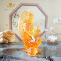 Statue gracieuse en verre cristal de Lakshmi hindoue, design Feng Shui, fonction de veille pour plantes, pour décoration sacrée et espaces spirituels paisibles