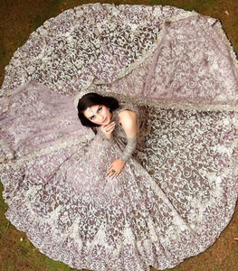 ATIYA LIBAS Royal Indian/Pakistanaise Long Trail Lehenga Choli Robe de mariée avec pierre de cristal pour les femmes-2019 - Product Image 5