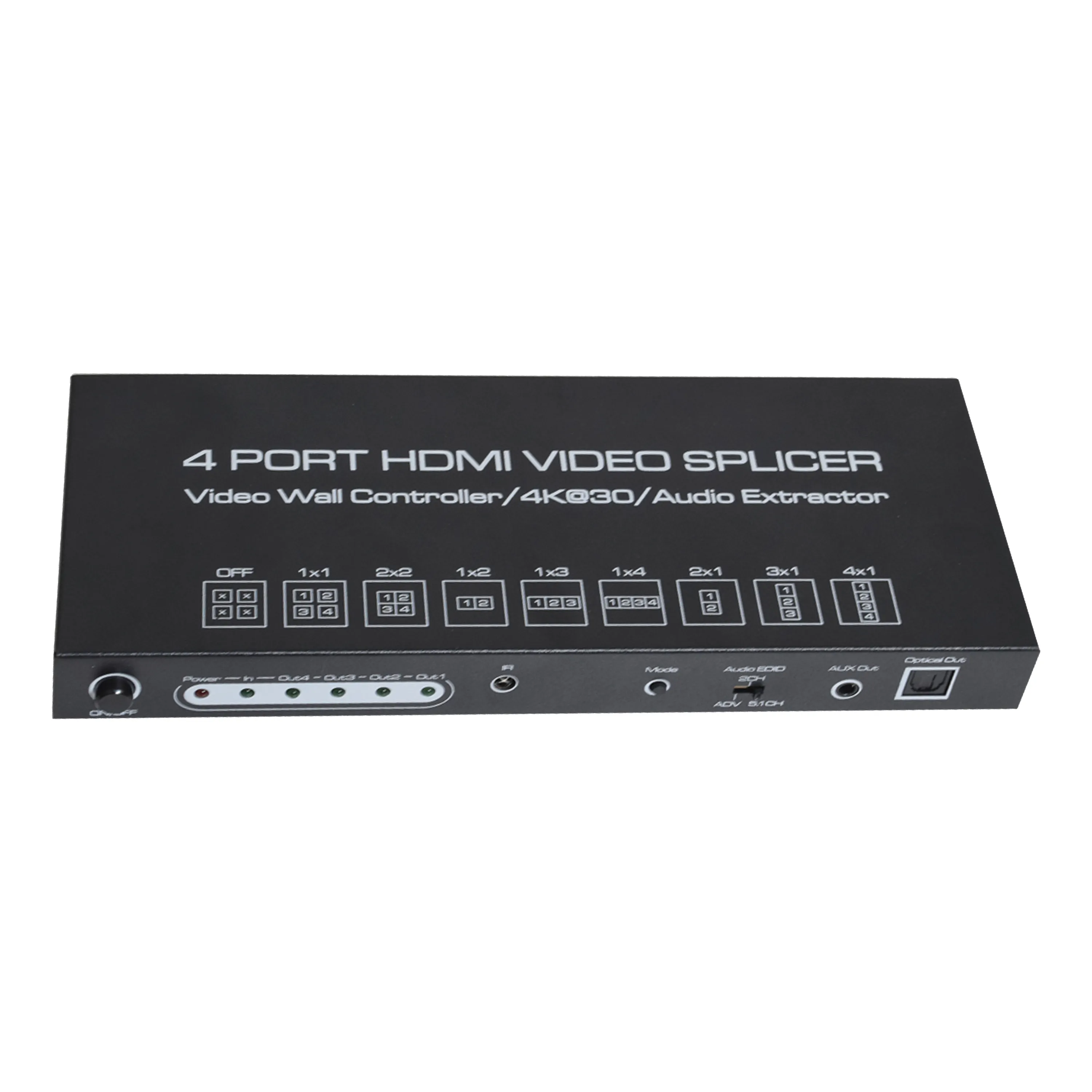 IR RS232 2X2 टीवी वीडियो वॉल कंट्रोलर स्प्लिसर 4K 1x2 1x3 1x4 प्रोसेसर SPDIF 3.5 मिमी आउट ऑडियो HDMI वीडियो स्प्लिसर स्प्लिटर स्विच