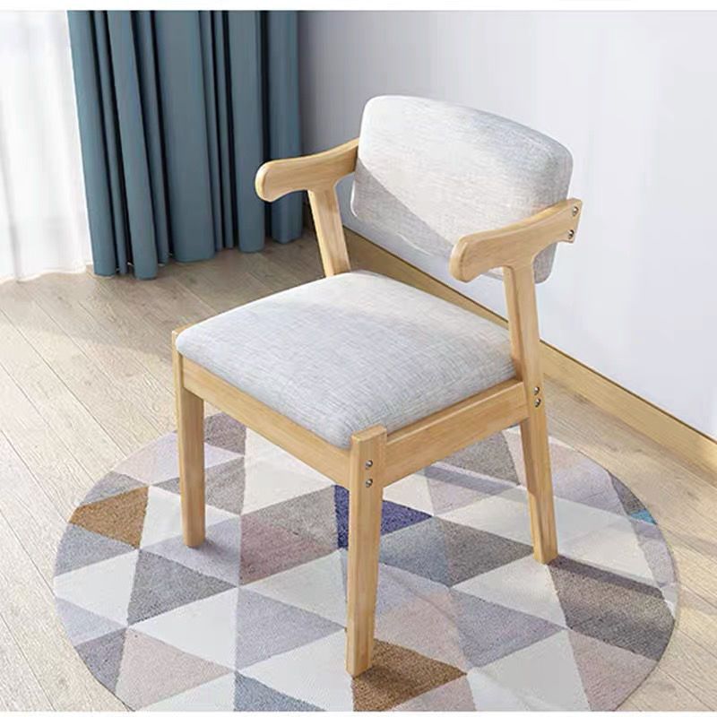 Chaise Z - Bois massif, sans peinture, tissu gris clair