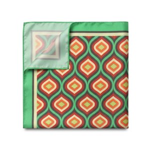 EDGE Custom Retro Geometric Print Square Scarf for Women <strong>Green</strong> Satin <strong>Silk</strong> Feel Head Neck Hair Scarf Fashion Bandana - Product Image 6