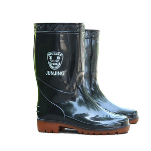 Botas de Lluvia de Goma Junjing Coffee Boot, Altura Media, Color Negro, Antideslizantes, para Trabajo - Product Image 5