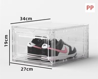 Lot de 18 boîtes à chaussures durables en plastique PS, pliables et empilables, organisateur de chaussures taille 44, transparent blanc LSP18SWT