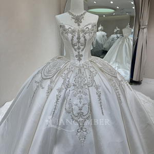 Jancember DW0114 Hermoso satén sin mangas de encaje Lentejuelas Vestidos de novia Vestidos - Product Image 4