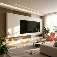 Muebles de TV de Lujo Directo de Fábrica, Mueble de TV Moderno de Madera con Almacenamiento Funcional para Proyectos de Hogar de Primera Calidad
