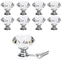 Poignées de commodes et de tiroirs modernes de luxe en diamant, 30 mm, en verre cristal K9 transparent de haute qualité pour armoires de cuisine et de salle à manger