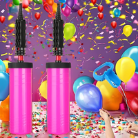 Amentalove Lot de 2 pompes à ballons portatives durables, pompe à air avec 4 attaches, 1 attache-ballon, décorations pour fêtes d'anniversaire (rose)