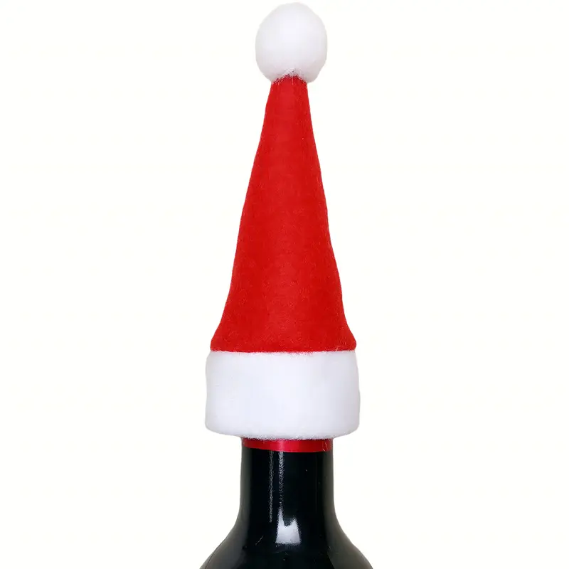 Pafu عيد الميلاد الفضيات حامل البسيطة DIY الأحمر عيد الميلاد قبّعة سانتا s للحرف اليدوية البسيطة قبّعة سانتا كأس غطاء زجاجات