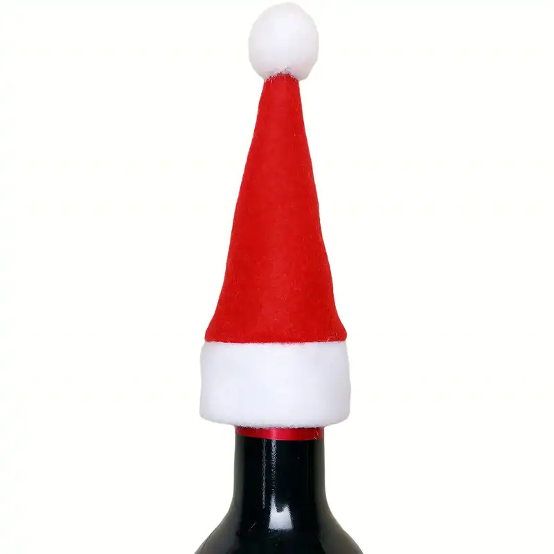 PafuクリスマスシルバーウェアホルダーミニDIYレッドクリスマスサンタハットクラフトミニサンタハットカップボトルカバー