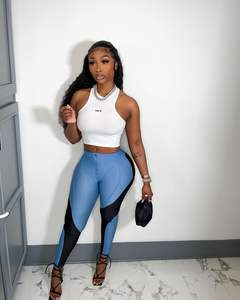 Canotta estiva in bianco personalizzata due pezzi <span class=keywords><strong>tuta</strong></span> Jogger 2 pezzi Set Track Suit per le donne - Product Image 6