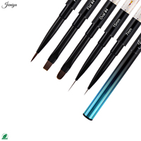 Cepillo delineador con mango líquido, cepillo francés de gel 3D, pluma Ombre, juego de 6 cepillos para uñas