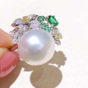 Bague en argent 925 avec perle naturelle, polyvalente, tendance, micro défauts, cadeau idéal, 13-14 mm, édition commuter - Product Image 2