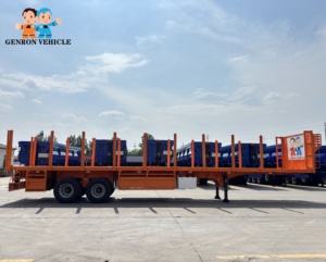 Camion semi-<span class=keywords><strong>remorque</strong></span> à lit plat de transport de conteneurs 40 pieds 2 essieux 50 tonnes avec instrumentation et cadre de bâche - Product Image 5