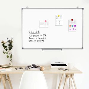 Tableau blanc magnétique double face en aluminium argenté <span class=keywords><strong>pour</strong></span> bureau à domicile, école, à suspendre au mur - Product Image 2