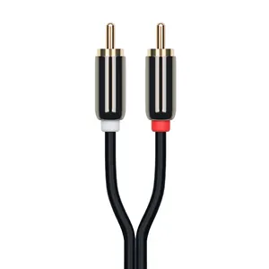 高品质黑色RAC电缆铝壳音频视频影音电缆公对公RCA电缆，适用于DVD播放机