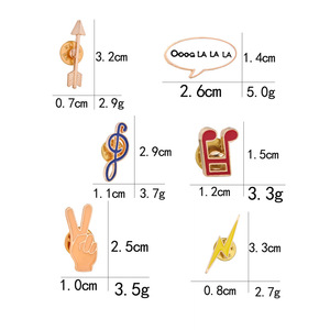 New Fashion Musical Note Yeah Gesture Lightning Arrow spilla smaltata <span class=keywords><strong>per</strong></span> amanti <span class=keywords><strong>della</strong></span> <span class=keywords><strong>musica</strong></span> Jeans collare spille bottone Badge regali <span class=keywords><strong>per</strong></span> bambini - Product Image 3