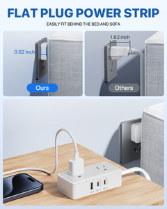 Regleta de Viaje con Enchufe Plano de 5m para Uso en Hoteles, con Secador de Pelo, Plancha, Cargador de Teléfono y 2 Puertos USB-C - Product Image 3