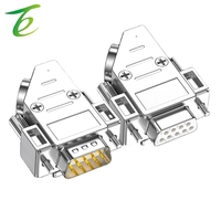 Connecteur de port série DB9 mâle et femelle à 9 broches, coque métallique à 45 degrés, tête COM, connecteur RS232, prise 485, biseauté