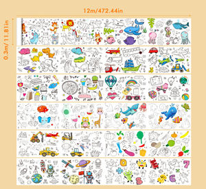 EN PACK 3M 6M 12M Fábrica de dinosaurios Dibujo de dibujos animados DIY Pintura de pared Papel de relleno de color Rollo de papel para colorear de animales para niños - Product Image 6