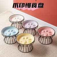 Gamelle en céramique pour chat, plat à lécher, plat d'alimentation lente, plat anti-étouffement avec support, protection du cou