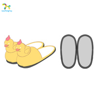 Grand canard jaune court voyage pantoufles de maison mignon salle de bain chambre à coucher avec pantoufles de canard en peluche personnalisées