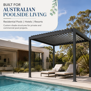 Pergola de piscine en aluminium imperméable sur mesure avec toit réglable, fournisseur OEM pour projets d'hôtels et de resorts en Australie - Product Image 3
