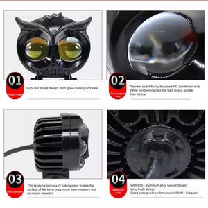 Sistema de Iluminación para Motocicleta, Mini Faro Antiniebla LED, Luces Auxiliares con Forma de Búho, 2 Lentes LED, Luz Delantera - Product Image 3