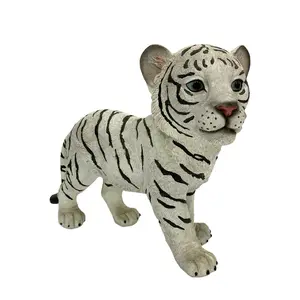 树脂野生动物婴儿老虎树脂雕塑白色和黑色条纹树脂老虎雕像工艺品和礼品