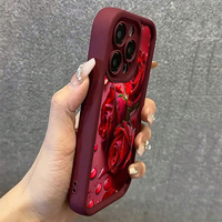 Coque de téléphone portable antichoc en TPU avec motif de roses rouges de luxe et protection d'objectif en forme d'échelle pour iPhone 11 12 13 14 15 16 17 18 Pro Max