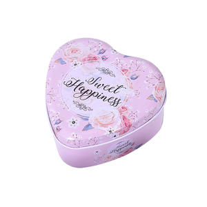 Vente en gros d'usine 9*9*4.5cm Boîte en métal vide en forme <span class=keywords><strong>de</strong></span> cœur pour bonbons - Product Image 1