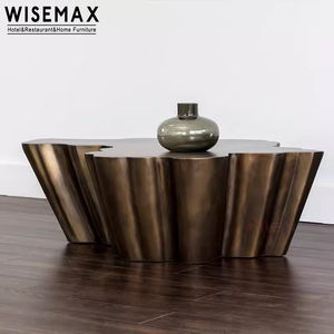 WISEMAX FURNITURE Nordic Simple Metal <strong>Coffee</strong> <strong>Table</strong> Light Luxury Polygonal <strong>Yellow</strong> Antique Copper Tea <strong>Table</strong> for Villa Apartment - Product Image 1