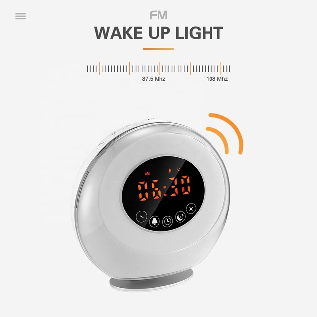 Sunrise Alarm Clock 6 Nature Sounds FM Radio White Noise Alarm Clock Wake up Light with TF Audio Player Electronic Table Clock