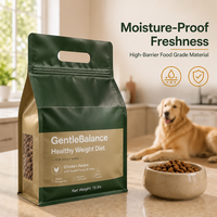 Emballage personnalisé pour aliments pour chiens, boîte à fond plat, pochette à soufflet latéral, fermeture éclair refermable, qualité alimentaire, résistant à l'humidité, durée de conservation stable